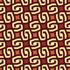 Geometric Spiral Maze Seamless Pattern in Earth Tones for Textile Print