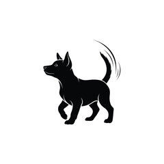 Black dog walking silhouette