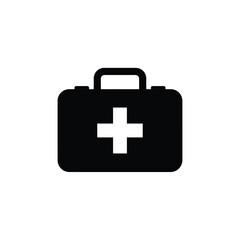 Black first aid kit silhouette with white cross