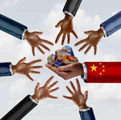 China Rare earth export controls as Mineral export concept as a global economic demand conceptual...