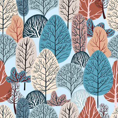 Winter color tree seamless pattern for holiday greeting invitation card