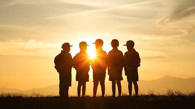 Hari Pramuka Text with Scout Uniform Silhouettes