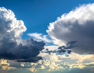 Dramatic sky with cumulus clouds