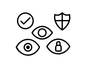 Eyes with check mark and shield representing security
