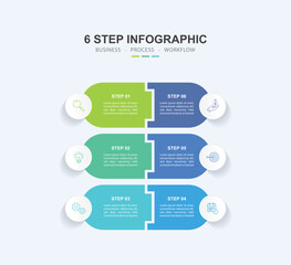 Vector Infographic label design template with icons and 6 options or steps. for your business data. Vector Illustration.	