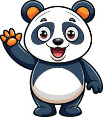Naklejka premium Cartoon Panda Waving – Cute Vector for Kids and Mascot Themes