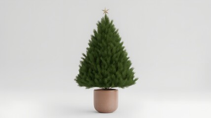 Small Potted Christmas Tree with Golden Star potted tree.