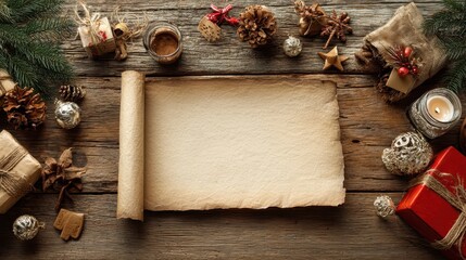 wishlist for santa claus laid on a wooden table no logos no brands ar 169