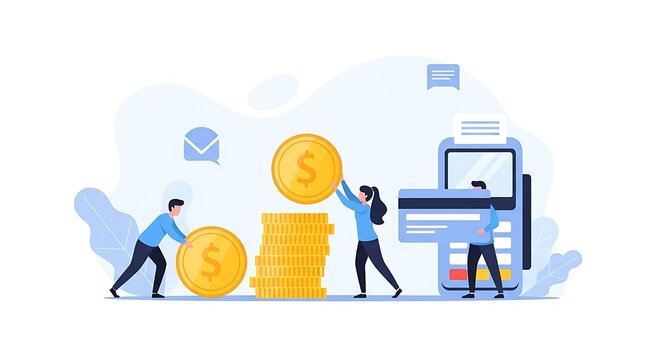 Financial transactions and digital payment illustration. - Powered by Adobe