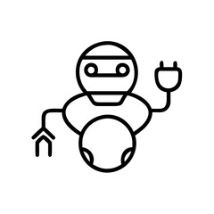 Illustration of a robot holding a plug