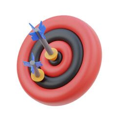 Three Dimensional Red Target With Blue Darts Embedded In The Bullseye Against A Transparent Background Symbolizing Accuracy And Success