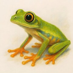 Obraz premium 레무르잎개구리, 좌측면, 파스텔화, jpeg (Lemur leaf frog, left side view, pastel painting, jpeg)