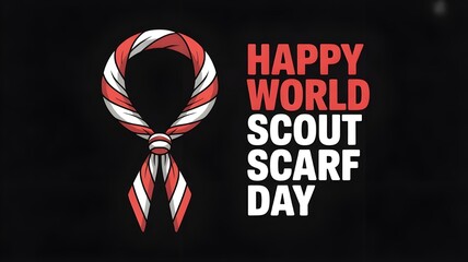Happy world scout scarf day celebration with red and white ribbon