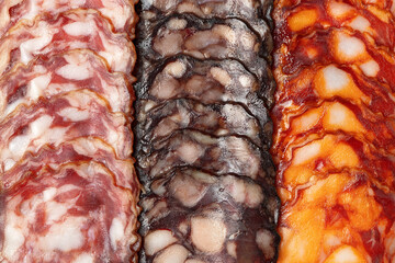 Cured meat platter of traditional Portuguese sausages