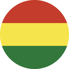 Civil flag of Bolivia. Bolivia flag circular badge. Flag of Bolivia round button,  simple background.