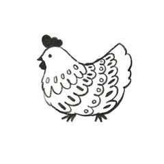 Chicken line art black and white cute farm animal art for kids