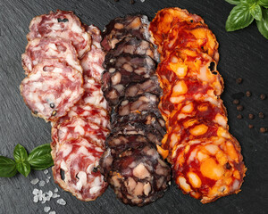 Cured meat platter of traditional Portuguese sausages