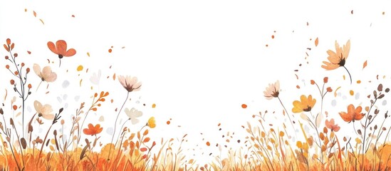 Watercolor Painting of Autumnal Flowers