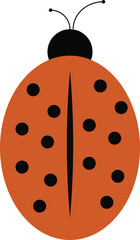 Simple flat vector illustration of an orange ladybug insect isolated on a white background