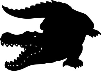 crocodile silhouette, a very ferocious animal. Animals can live on land and in water
