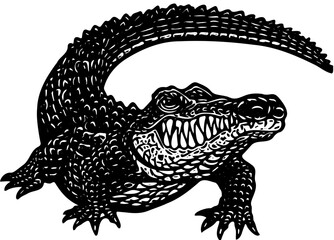 crocodile silhouette, a very ferocious animal. Animals can live on land and in water