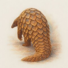천산갑, 뒷부분, 파스텔화, jpeg (Pangolin, back view, pastel painting, jpeg) 
