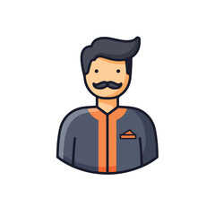 Simple Male Moustache Icon: Minimalist Facial Hair Graphic