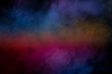 Blue and yellow steam on a black background.