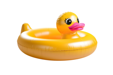 Bright yellow inflatable duck pool float for water fun and relaxation