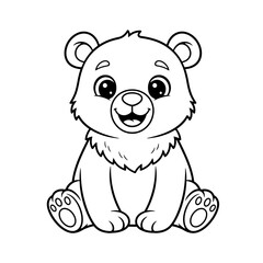 Friendly Cartoon Bear Coloring Page – Black Line Art on White