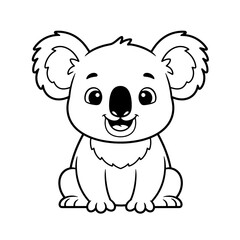Friendly Cartoon Koala Coloring Page – Black Line Art on White
