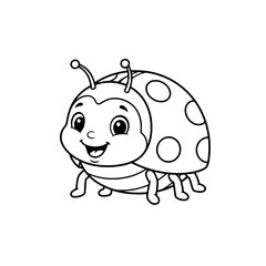 Friendly Cartoon Ladybug Coloring Page – Black Line Art on White