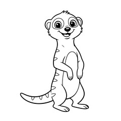 Friendly Cartoon Meerkat Coloring Page – Black Line Art on White