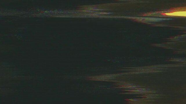 Glitched Ending to an Old Analog VHS Videotape Seamless 4K Video Background Overlay Effect Loop. Pixel Noise Glitch Error Video Damage.