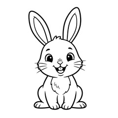 Friendly Cartoon Rabbit Coloring Page – Black Line Art on White
