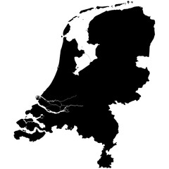 Editable detailed black vector silhouette of the Netherlands.