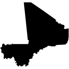 Editable detailed black vector silhouette of the country of Mali.