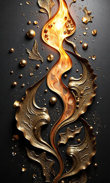 warm golden light illuminates rich metallic gradient texture organic abstract patterns dark grey
