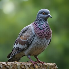 Obraz premium Solitary gray pigeon amidst lush garden greenery , picture, birdlife, nature. 