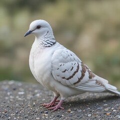 Obraz premium Solitary gray pigeon amidst lush garden greenery , picture, birdlife, nature. 