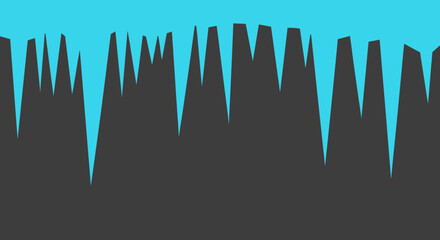 Graphic illustration of sharp blue icicles hanging down.