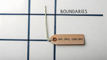 Wooden Tag Displaying Boundaries in a Grid Composition