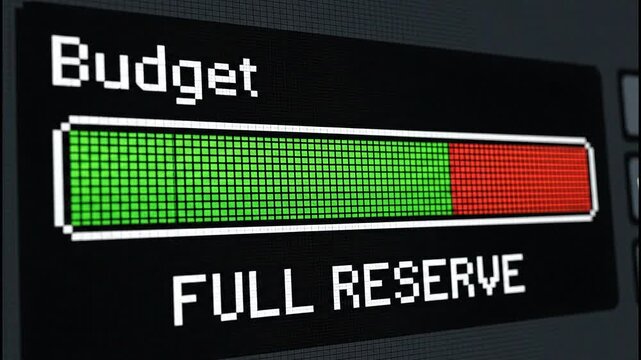 Dynamic budget status animation showing transition from deficit to full reserve display