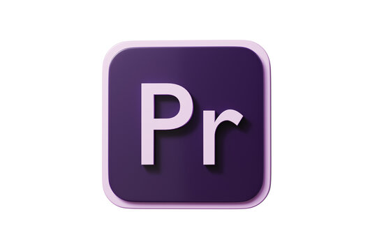 3d pr app button icon. video editing concept. Minimal cartoon video editor nle media logo for app store banner. isolated on white background. 3d render.