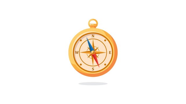 4K animation of a golden compass and compass rose depicting accurate navigation and orientation.