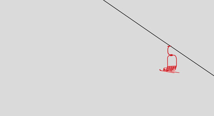 Ski lift chair ascending a snowy mountain slope for winter sports.