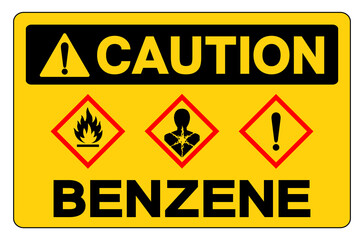 Caution Benzene Symbol Sign, Vector Illustration, Isolate On White Background, Label.EPS10