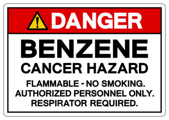 Danger Benzene Cancer Hazard Symbol Sign, Vector Illustration, Isolate On White Background, Label.EPS10