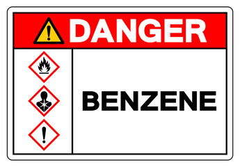 Danger Benzene Symbol Sign, Vector Illustration, Isolate On White Background, Label.EPS10