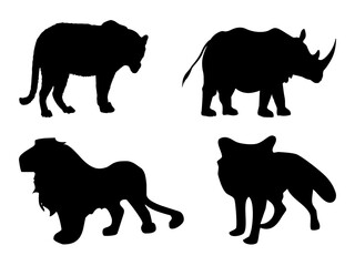 Collection of wild animal silhouettes for logo design, icons, and wildlife themes isolated PNG with Transparent Background